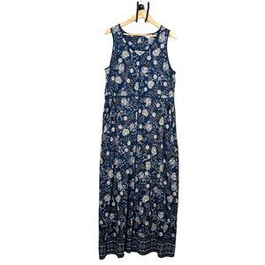 J‎ Jill floral paisley sleeveless maxi jersey knit dress sz LT
